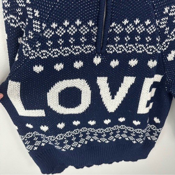 Aerie Navy Love Oversized Fairisle 1/4 Zip Pullover Size Small - Picture 7 of 15
